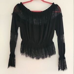 Moda International Blouse Women’s Lace Off Shoulder Black Small